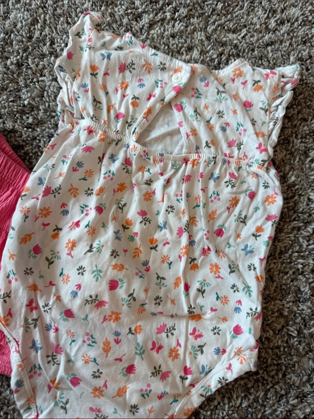 Carter's White Floral Onesie with Pink Skirted Shorts